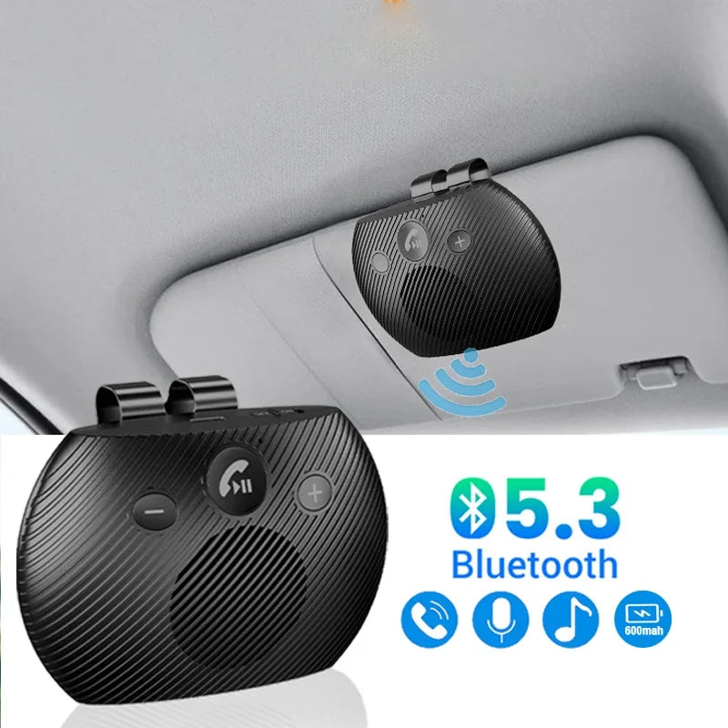 Bluetooth 5.4 Car Kit Handsfree Dual 3W Speakerphone Sun Visor Speaker Mp3 Player Wireless Music Receiver With Voice Assistant
