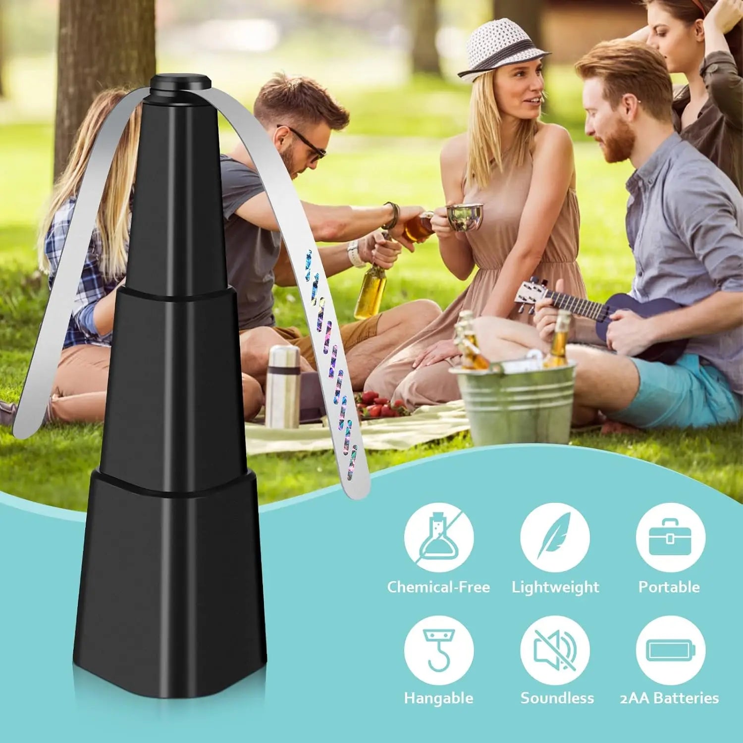 4 Pack Fly Fans for Table Fly Fan with Holographic Blades Outdoor Indoor Keep Flies Away Fly Deterrent for Picnic Party Home BBQ