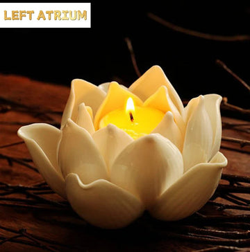 Ceramic Lotus Flower Petals Tealight Candlestick, Candle Holder, Home Decor, Wedding Party Gifts