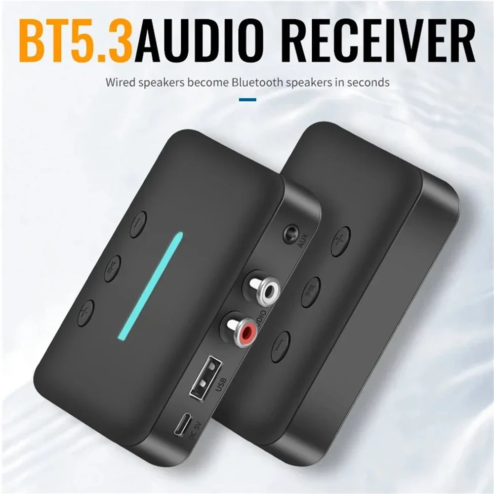 Audio Receiver Adapter Bluetooth 5.3 Stereo Music 3.5mm AUX R/L RCA USB Support U-Disk Playback For Desktop Speaker Amp