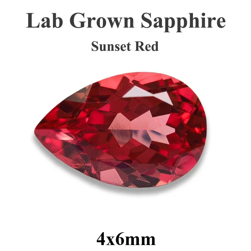 Lab Grown Sapphire Pear Cut Multiple Colors Available VVS1 Gemstone DIY Jewelry Making Materials with Selectable Certificate