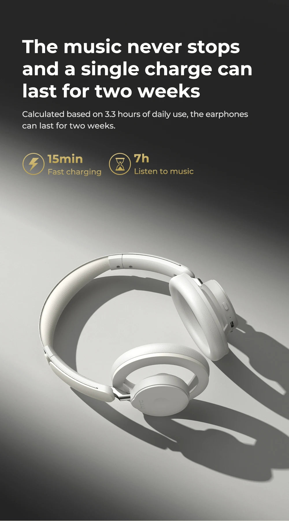 HTC HP06 Open-Ear Wireless Headphones Bluetooth V6.0 Airy Foldable AI Translate Headset for PC Laptop Phone TV Ultralight Hollow