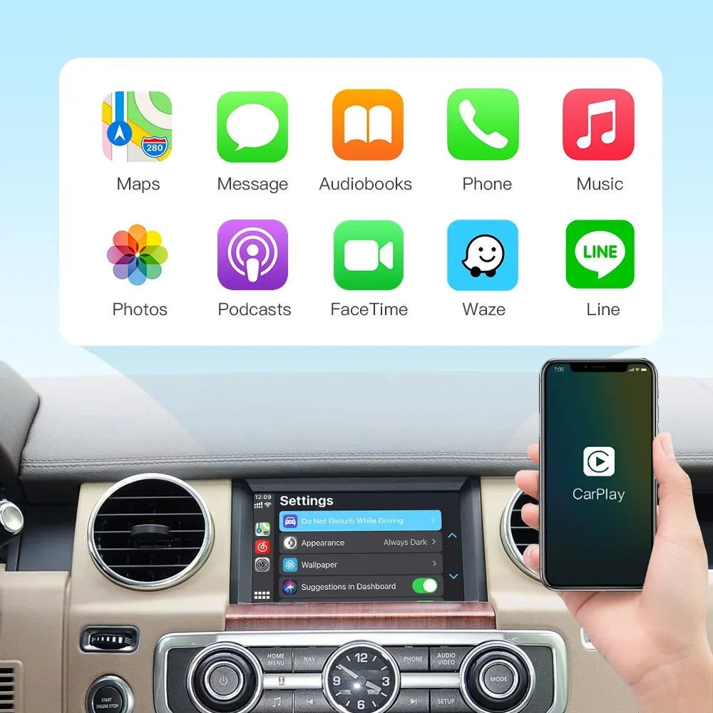 CARABC Wireless Carplay Android Auto For Land Rover Jaguar Discovery 4 Evoque Freelander 2 XE XF XJL Mirroring Decorder Box