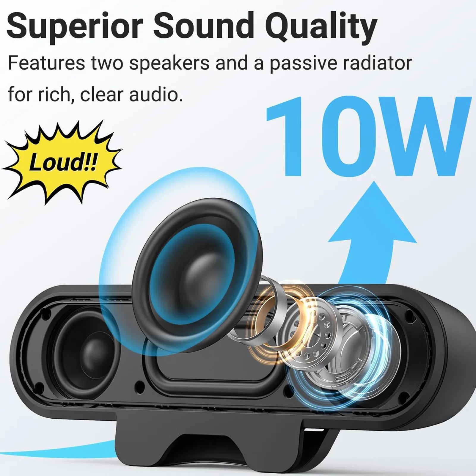 Computer Speaker Volume Control Loud Sound Desktop PC Speaker Easily Clamps Display High Definition Stereo for Entertainment