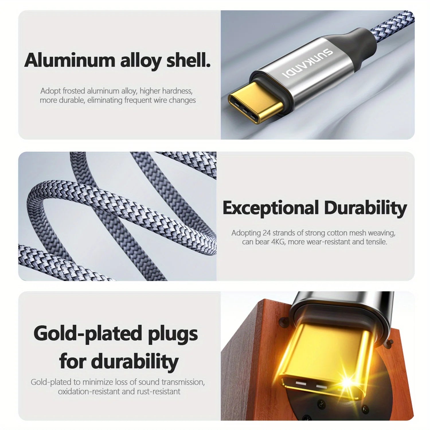 SUNKANDI RCA Cable, USB C to 2 RCA Audio cable for mobile phones, tablets, home theater, speakers