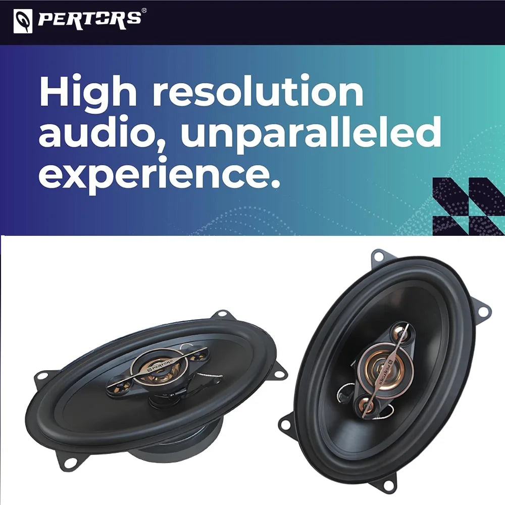 A pair of 4x6-inch coaxial four-way car audio speakers, 500W maximum power, 50W RMS, high-power sound quality, 4 ohm impedance