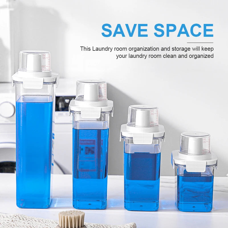 Laundry Detergent Dispenser, Clear Laundry Soap Dispenser, Airtight Food Storage Container with Measuring Cup, Home Supplies