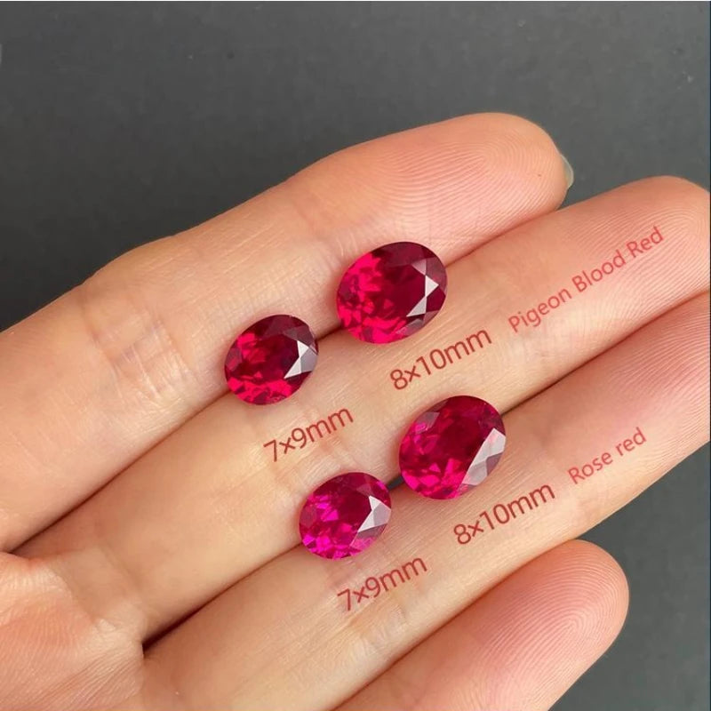 Top Lab Grown Ruby Oval Cut Pigeon Blood Red VVS1 Gemstone For Charms DIY Jewelry Making Selectable Certificate