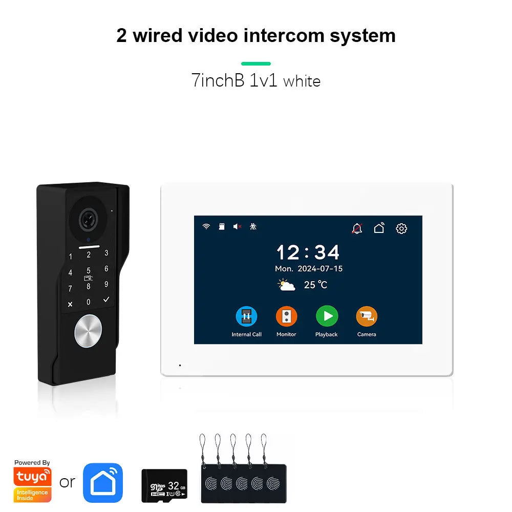 ANJIELO2Wire Digital Video Intercom System TUYA Smart 1080P Doorphone Camera Video Doorbell Support Gate DoorLockRemote Control