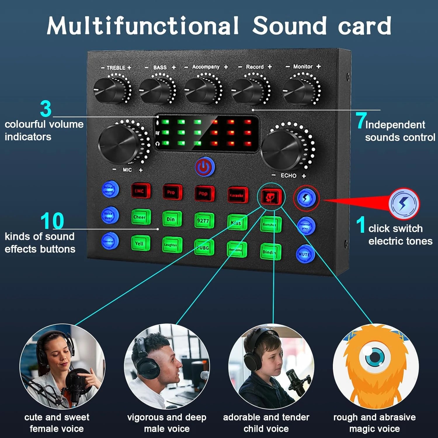 Podcast equipment set with voice changer, podcast mixer, with BM800 microphone, suitable for podcast, recording, live broadcast