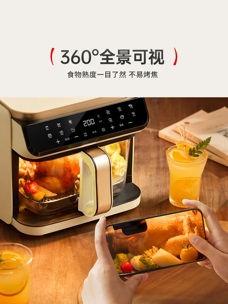 Apixintl  220V No-flip glass inner pot air fryer with transparent viewing window