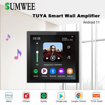 4 Inch Android 11 TUYA smart audio in wall amplificador bluetooths music player home theater systems sound equipment amplifiers