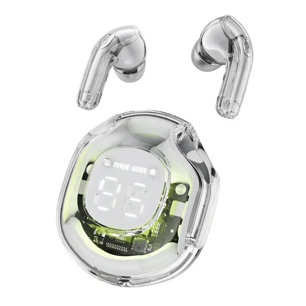 Bluetooth Earbuds Transparent with LED Digital Display Wireless In-Ear Earphone for Xiaomi Huawei iPhone Headphone