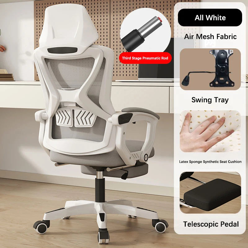 Office Ergonomic Chair Gaming Chair Mesh Office Chair with Rocking Function Armchair Relaxing Chair Adjustable Waist Support