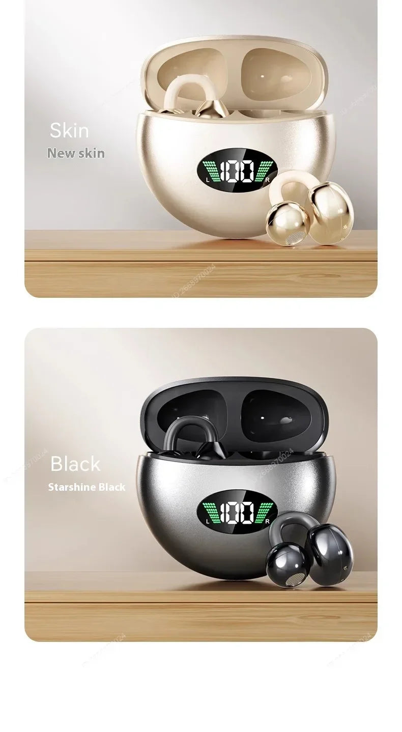 Premium Clip-on Earphones Wireless Bluetooth Earbuds Sound Quality Long Battery Life Perfect for Sports Headphones With Micphone