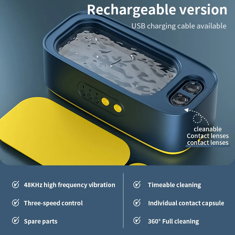 High Frequency Ultrasonic Cleaning Machine Adjustable Double Bin Vibration Full Cleaning for Jewelry Household Use