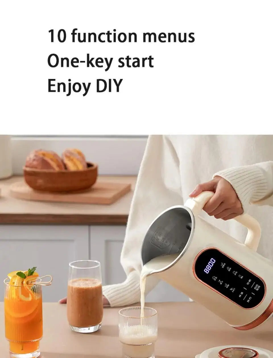 800ml/1500ml Soy Milk Machine Electric Juicer Blender Mixer Soybean Milk Maker High Speed Blenders 10 Blades Breakfast Machine
