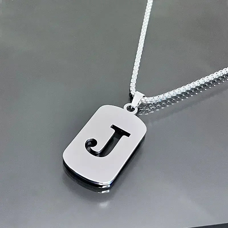 Fashion Punk A-Z Initial Tag Letter Stainless Steel Pendant Necklaces for Men Women Wholesale Jewelry Lot Collar Jewelry Goth