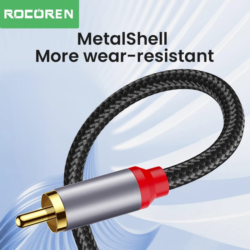 Rocoren RCA Cable 3.5mm to 2RCA Splitter 3.5 Jack to 2 RCA Male Audio Wire for Amplifiers HiFi Stereo Home Theater Speaker Cord