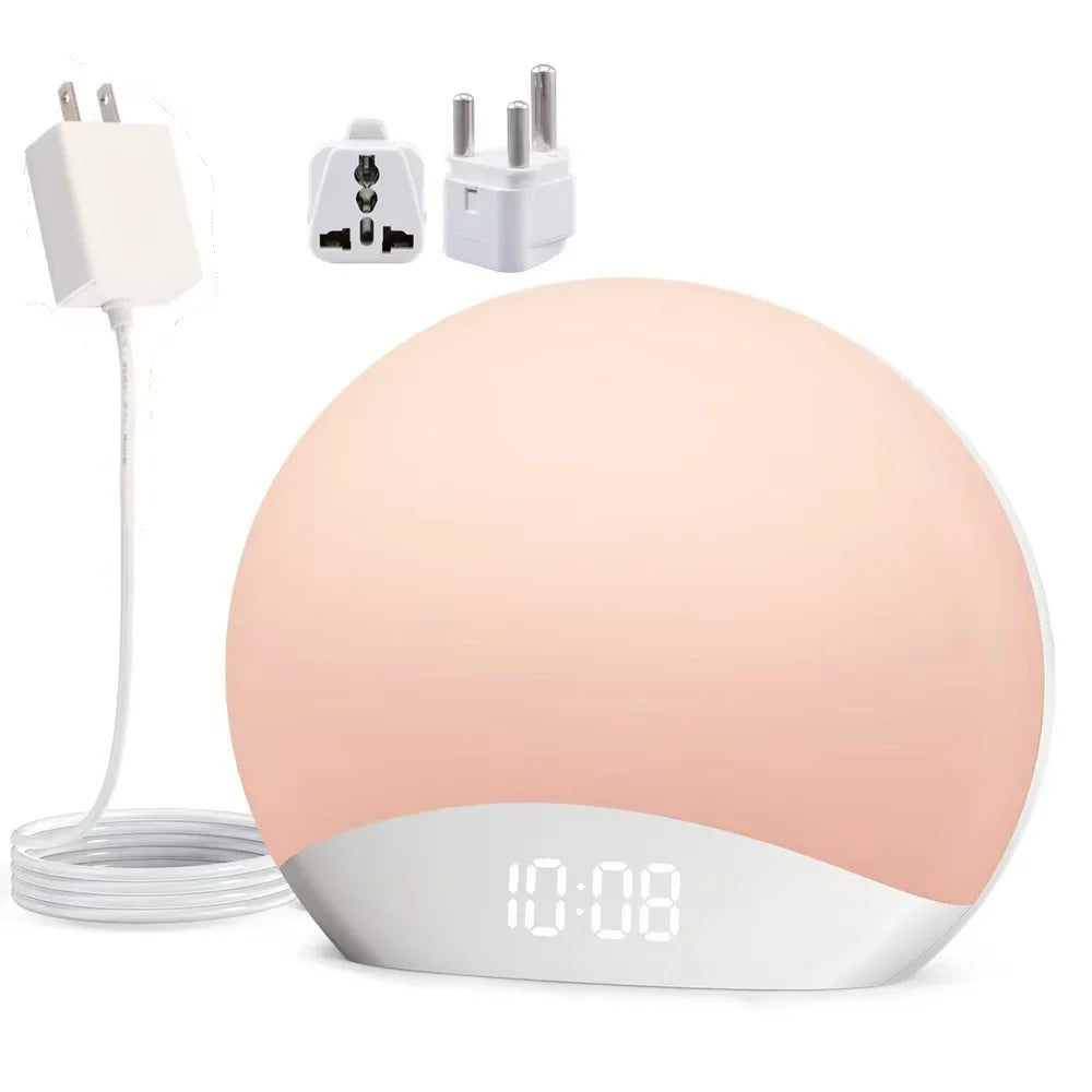 Awakening Wake Up Sunrise Alarm Clock Table Clock Dimmable with 3 Ring 8 Nightlight 26 Sound Sleep Timer Night Light