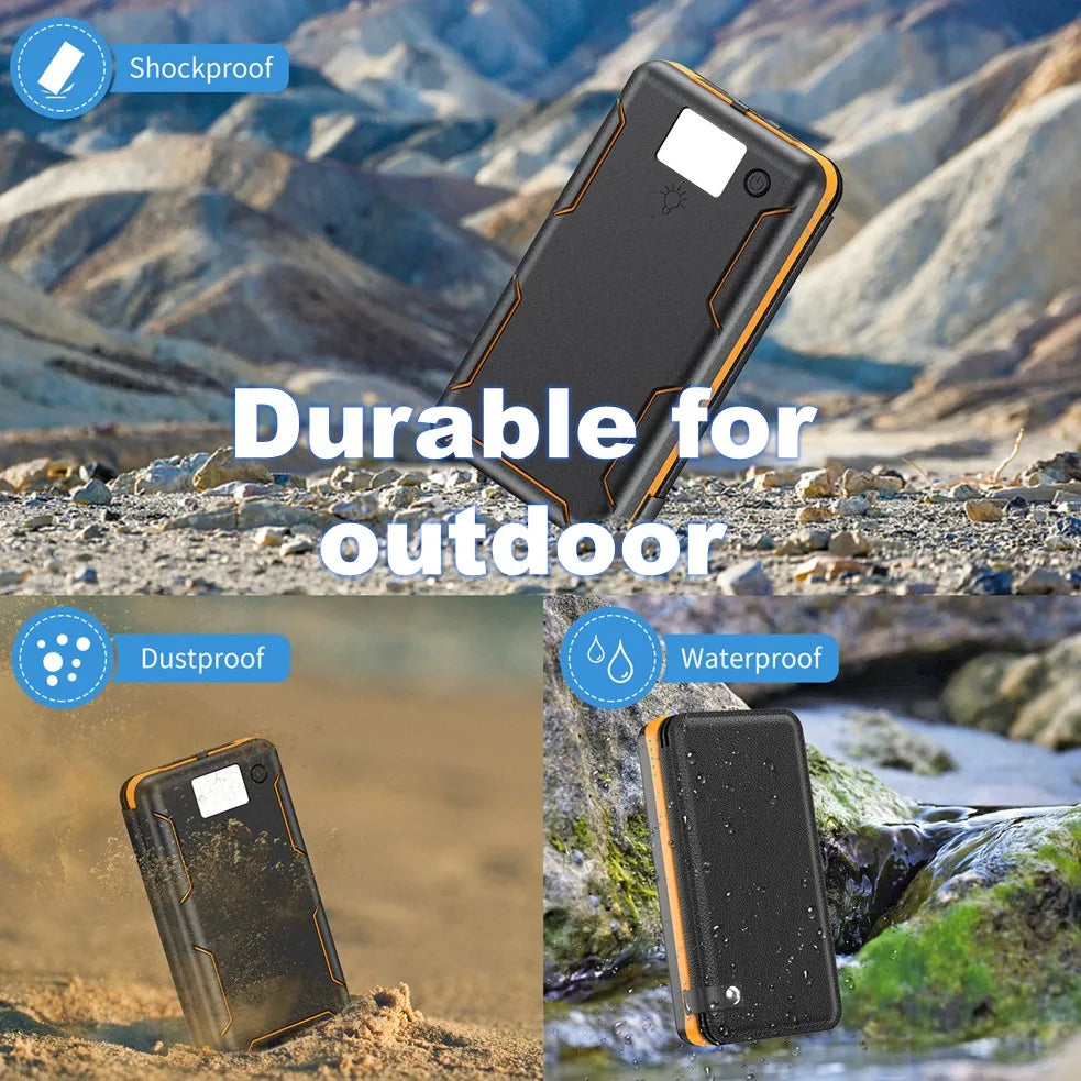 Folding Solar Power Bank with 4 Solar Panels 50000mAh Portable Solar External Battery Compatible with IOS Android USB-A USB-C