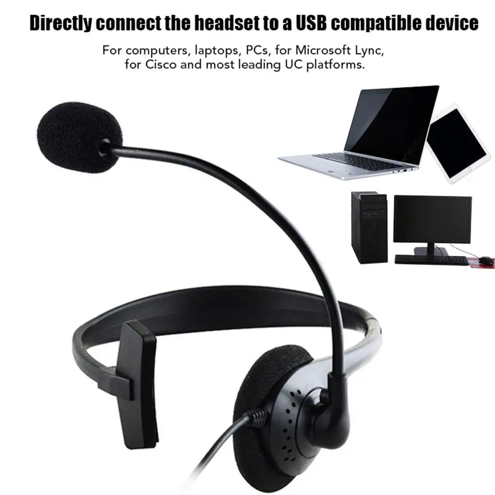 Operator Headphones Head-mounted With Noise Canceling Microphone One-ear Telephone Clear Call Headphones Single-Sided Headset