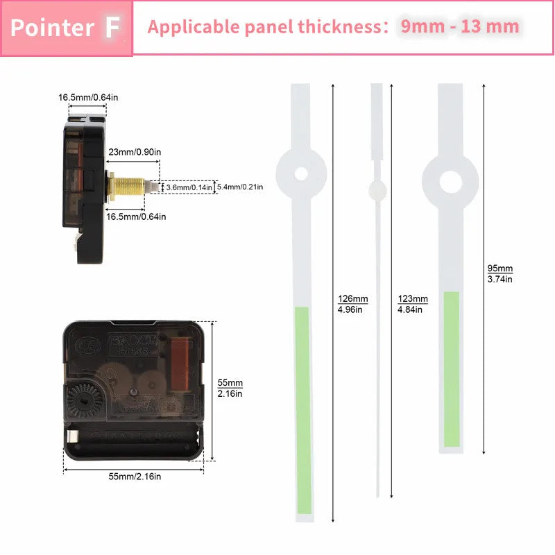 Wall Clock Movement Mechanism Clock Hands Long Shaft Silent Quartz Movement Clockwork Table DIY Watches Repair Tools