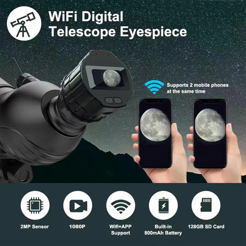  1920X1080 Eyepieces Camera WiFi Electronic 1.5'' High-Definition Screen Portable Recorder Telescopes Tools with APP Microscope