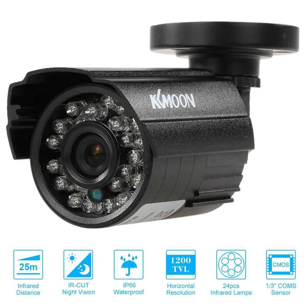 200TVL Analog Camera CCTV Bullet Camera 24 IR Lamps Night Vision 1/3’’ CMOS IR-CUT Waterproof For Home Security PAL System