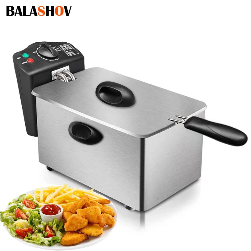 2000W Electric Deep Fryers Oil Oven Adjustable Thermostat Fried Chicken Grill French 4L Fries Frying Machine Heating Cooker