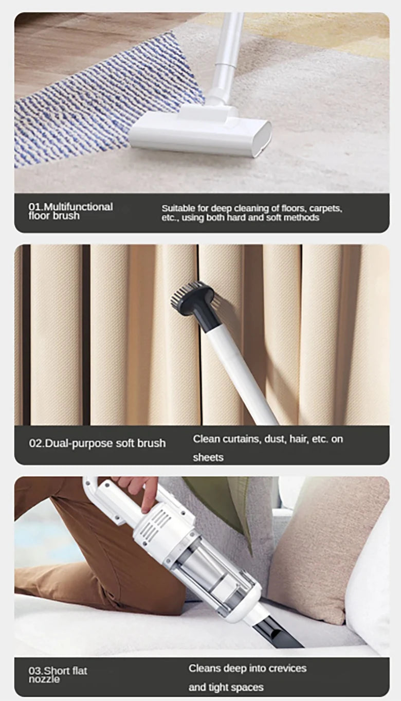 Multifunction Home-appliance 6500Pa Cleaning Machine Powerful Wireless Car Vacuum Cleaner Metal Strainer Portable Handheld