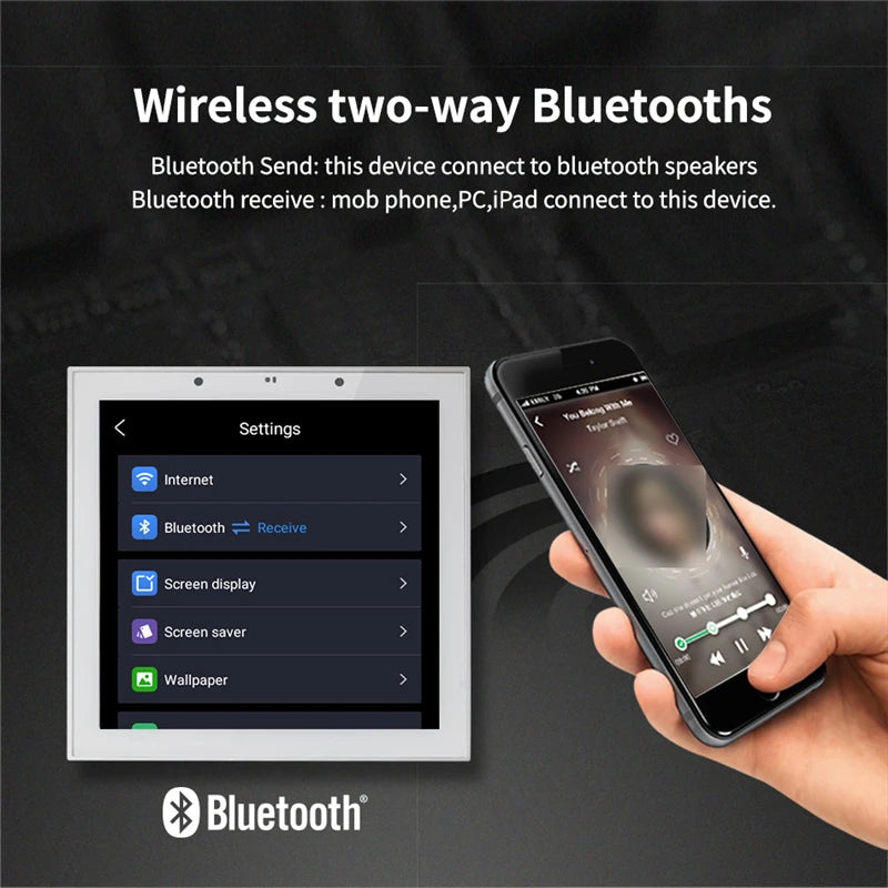 4 Inch Android 11 TUYA smart audio in wall amplificador bluetooths music player home theater systems sound equipment amplifiers