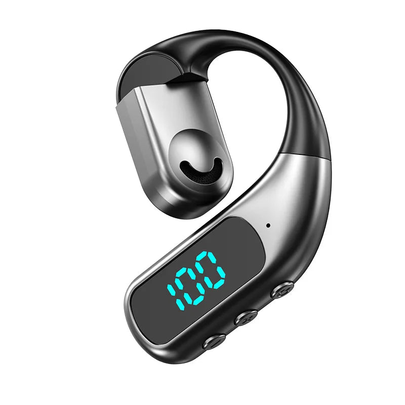 Single Ear Bluetooth 5.5 Wireless Earphone LED Display Ear-Hook Headset 180° Rotatable Wireless Earbuds Waterproof Sport Headset