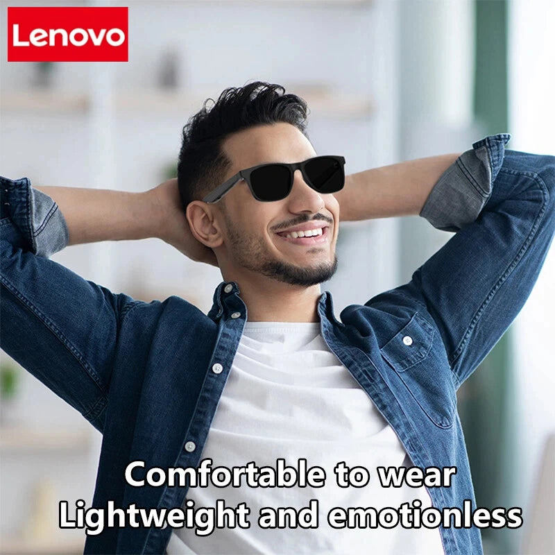 Lenovo AI Smart Glasses Remote Control Touch Photography Voice Assistant Wireless Bluetooth Call Headphone For Men Women Gifts