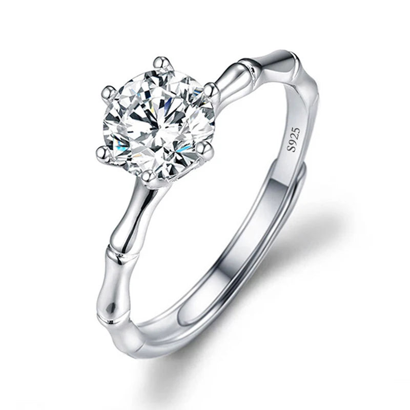Moissanite Engagement Finger Rings Inlaid Diamond Open Ring For Women 925 Silver Promise Wedding Adjustable Rings Fine Jewelry
