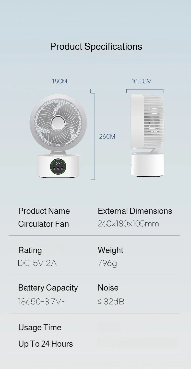 Cooling Home Desktop Shaking Head USB Charging Fan Air Circulation Intelligent Voice Timing Fan Home&dormitory Desktop Fan