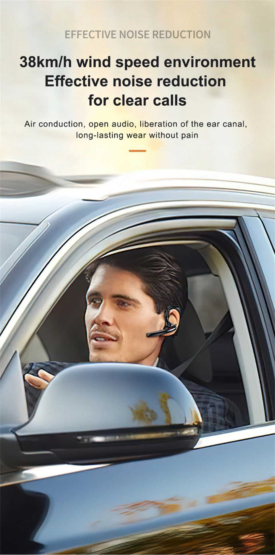 Wireless Headphones With Dual Microphon Bluetooth Earphone ENC Noise Cancelling Hands-free Headset Busines Auriculares Driving