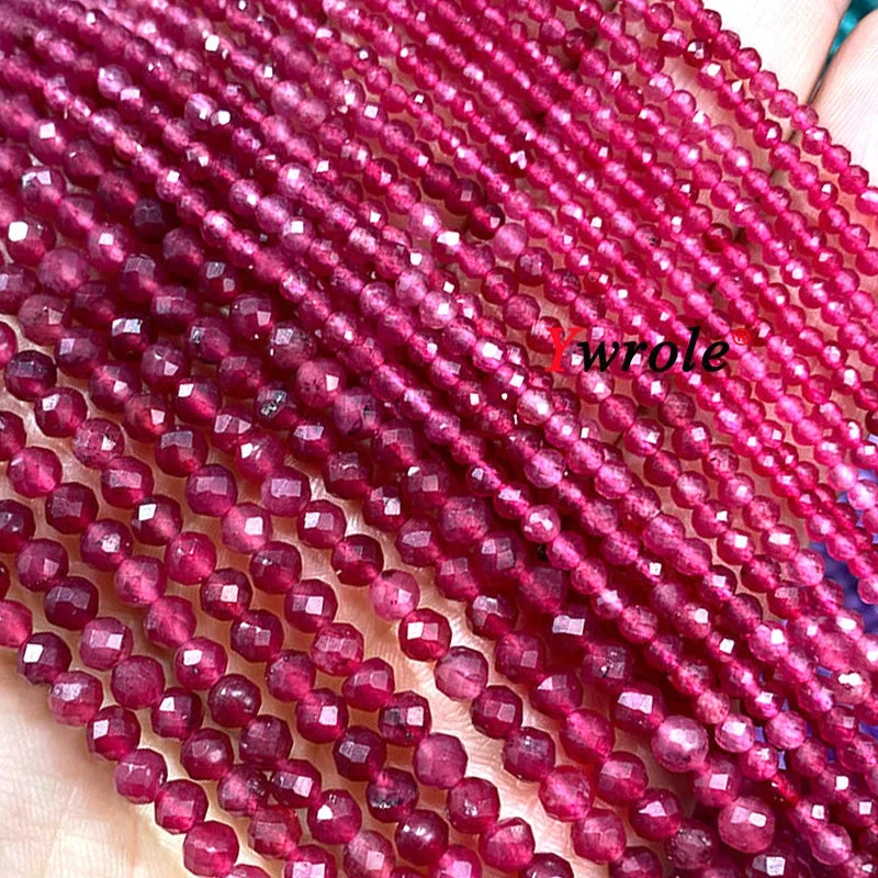 Natural Red Garnet Stone Beads 2 3 4mm Faceted Loose Round Gemstone For Jewelry Making DIY Bracelet Earrings Accessories 15''