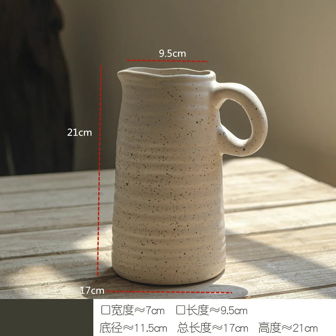Stoneware Vase Ornaments Dried Flowers Flower Table Ceramic Flower Utensils Simple Modern Creative Home Interior Soft Decoration