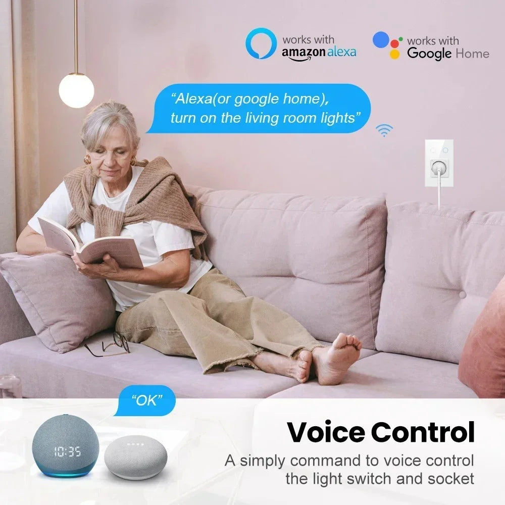 Melery Israel Wall Socket Wifi Smart Light Switch Tuya Plug Electrical Outlet Touch Glass Panel Intelligent Alexa Google Home