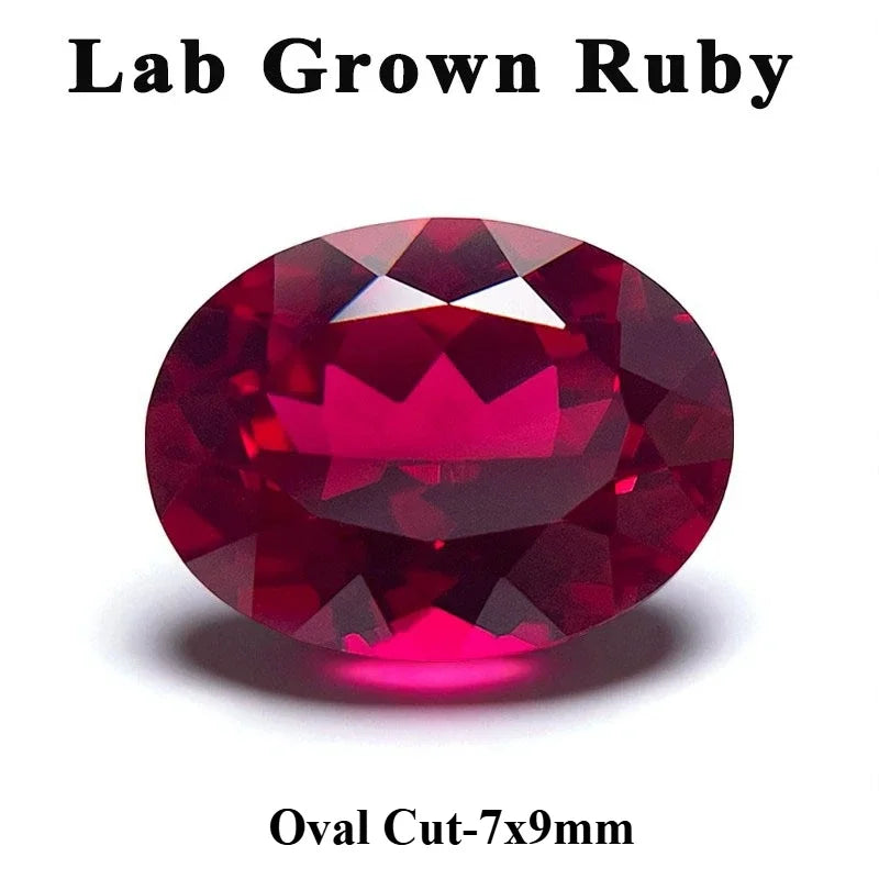 Top Lab Grown Ruby Oval Cut Pigeon Blood Red VVS1 Gemstone For Charms DIY Jewelry Making Selectable Certificate