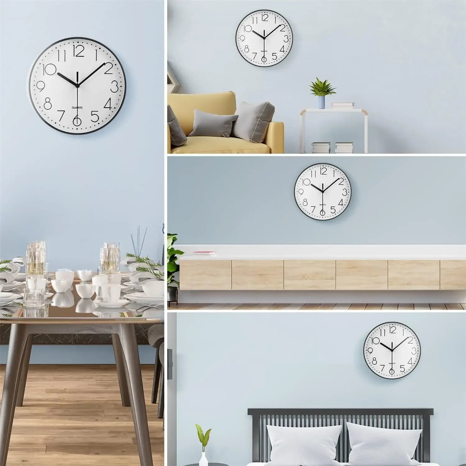 Round Wall Clock, Modern Silent 8 Inch Wall Clock, Quartz Movement Battery Powered, Decorate Home, School, Bedroom, Office