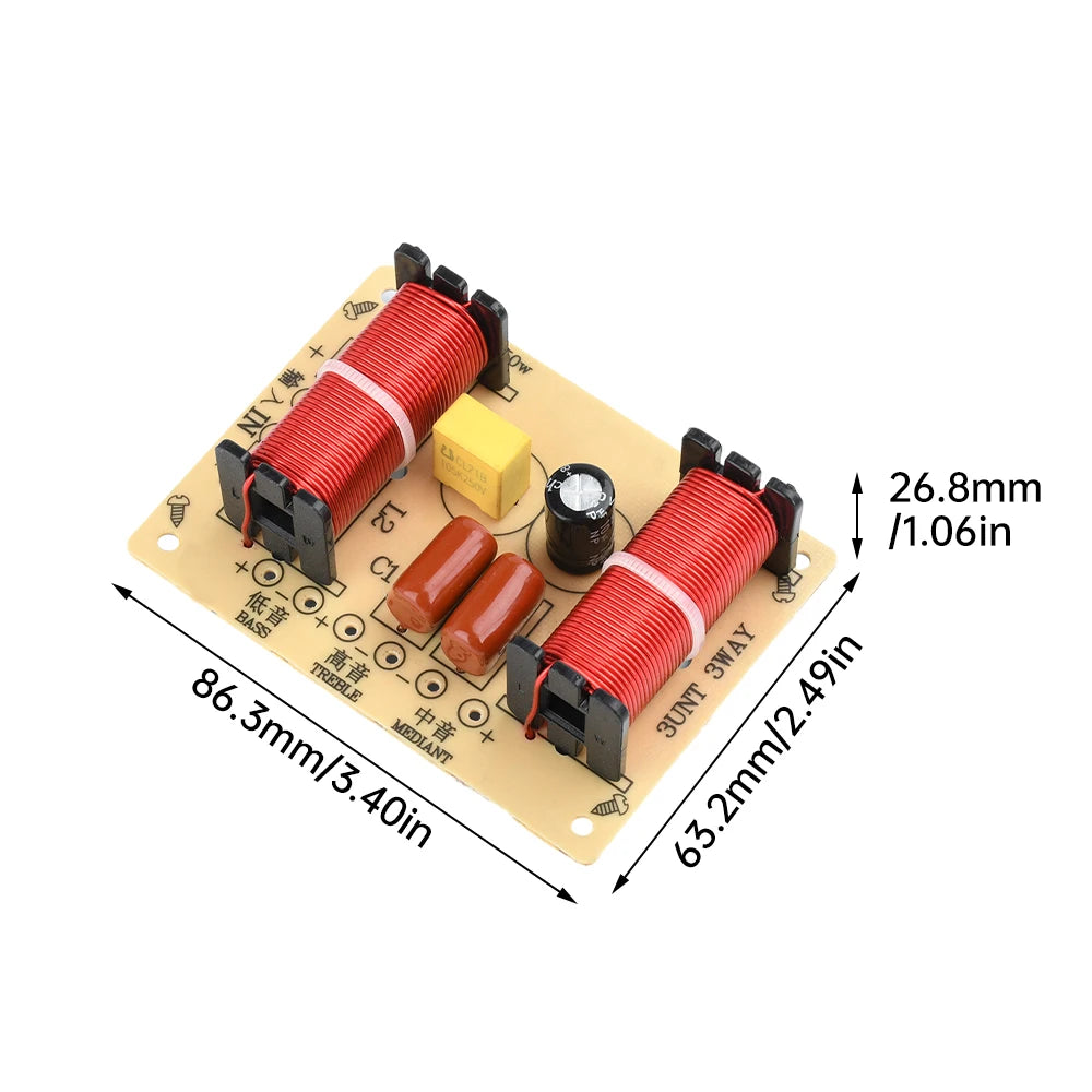 3 Way 150W Hi-Fi Audio Speaker Crossover Treble Midrange Bass Independent Crossover Home Speakers Filter Frequency Divider