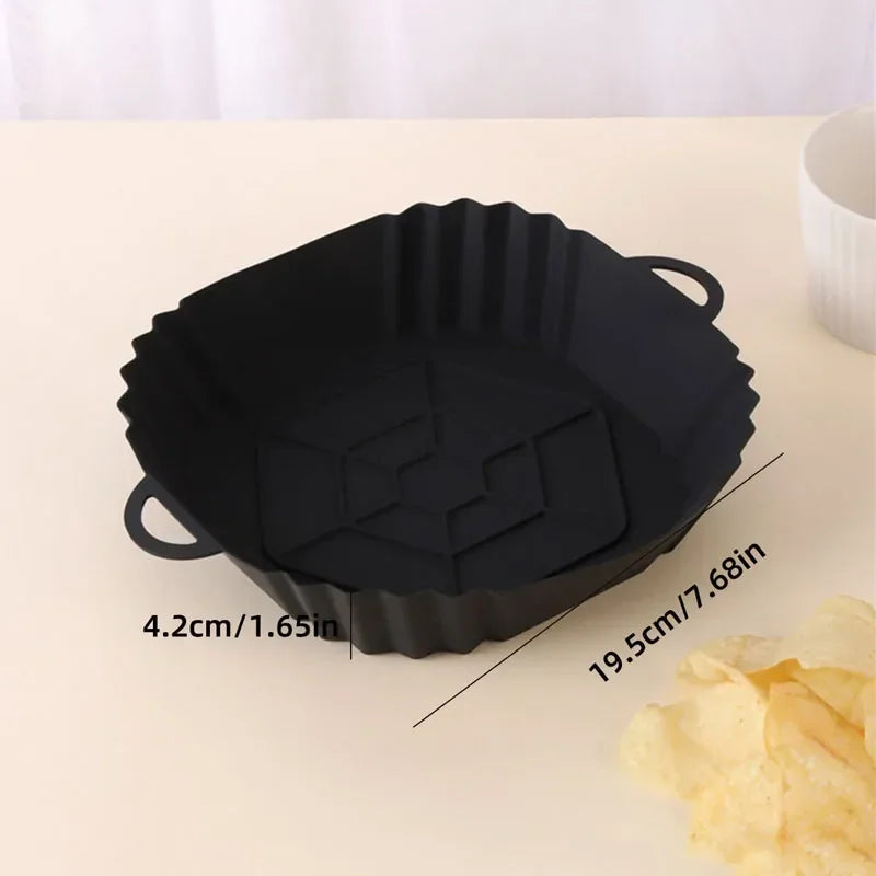 Air Fryer Oven Baking Tray Silicone Tray Fried Chicken Pizza Mat Oilless Silicone Pan Air Fryer Accessories for Kitchen Baking