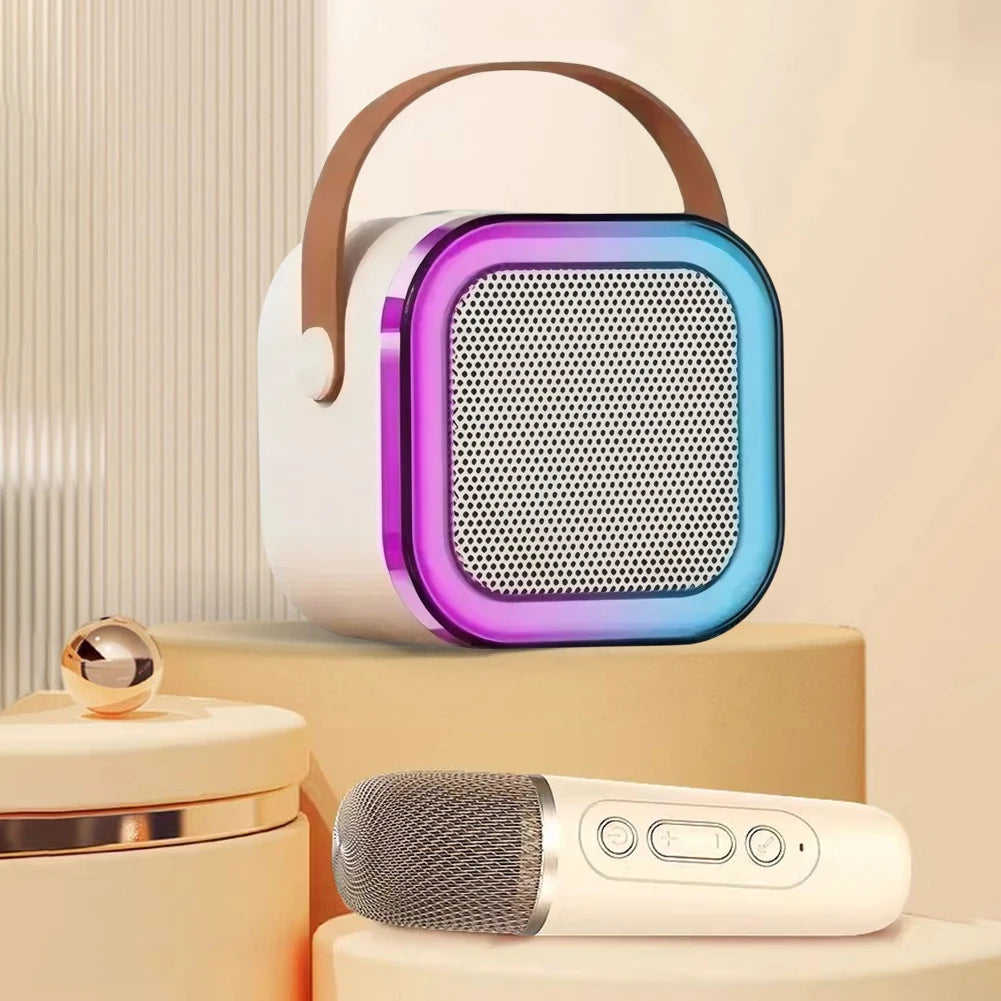 Hot K12 Bluetooth Speaker Portable Home Cute Karaoke Mini Wireless Audio with 1/2 Microphone K Song Family Singing Machine