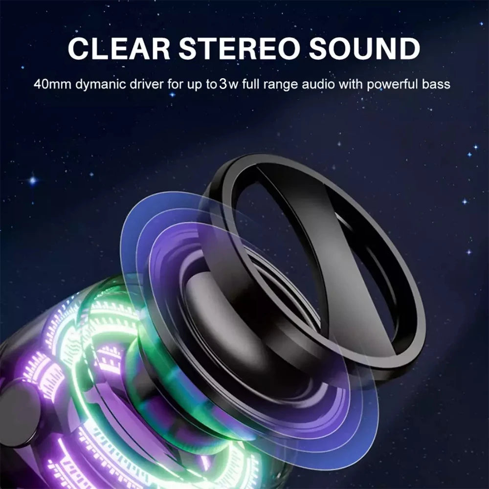 Outdoor Magnetic Bluetooth5.3 Speaker Wireless Portable Mini Travel Stereo Speaker with RGB Color Light and Phone Holder for Ios