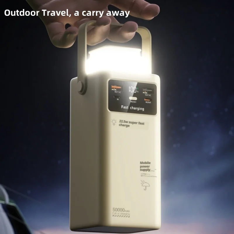 Portable outdoor emergency Power banks smartphone Backup Power 50000mah with built-in cable Powerbank 50000mah camping light