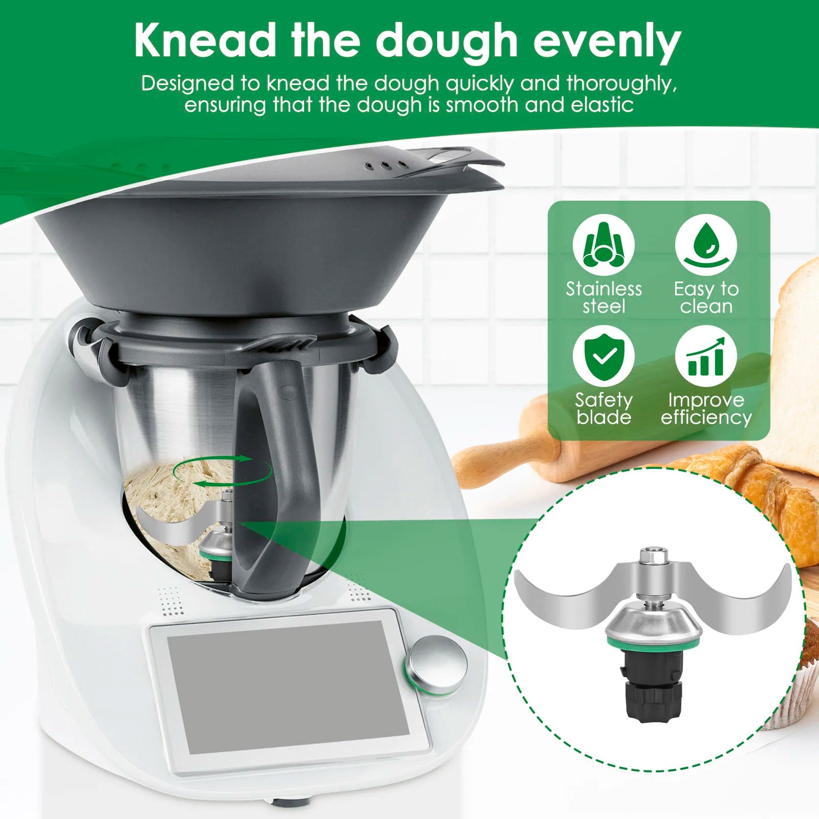New Kneading Dough Mixer for Thermomix TM6 TM5 Replacement Blender Blades Universal Flour Mix Smooth Dough Stir Form Paste