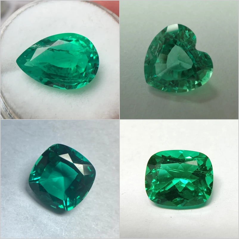 Lab Grown Colombian Emerald Stone High Quality Multiple Cuts Available Hydrothermal Hand-cutting Selectable AGL Certificate