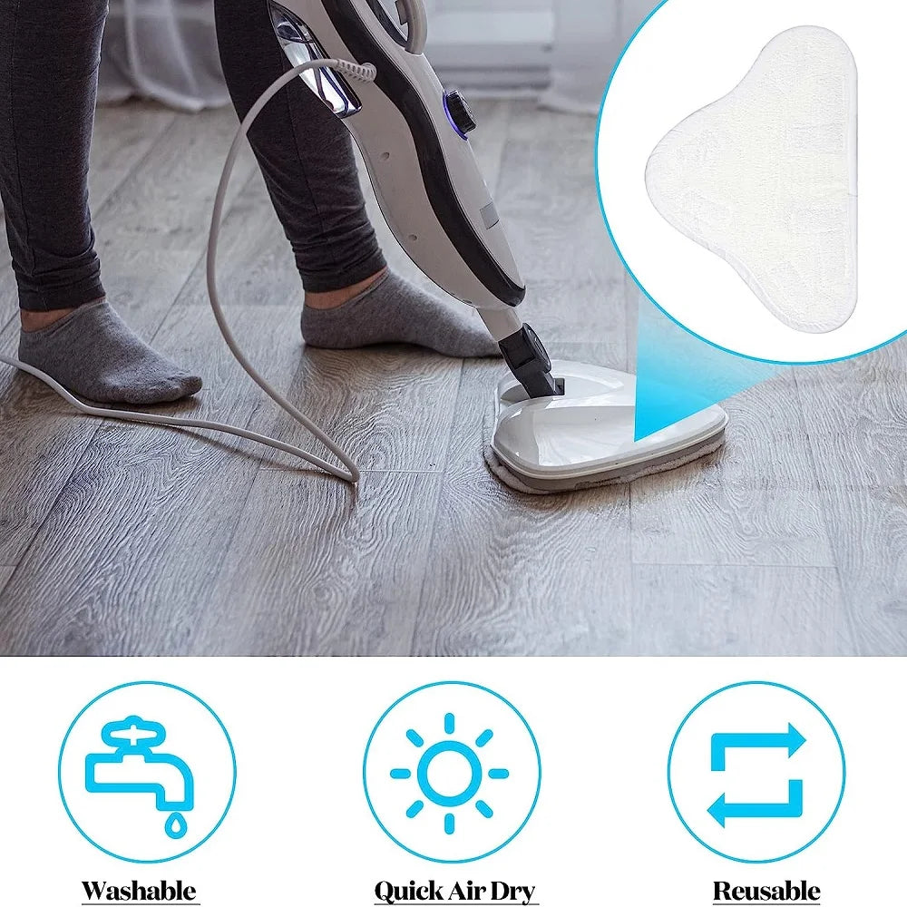 5PCS Replacement Steam Mop Pad Washable Microfiber Reusable Cloth Thicken Pads for H2O Mop X5 Triangular Drag